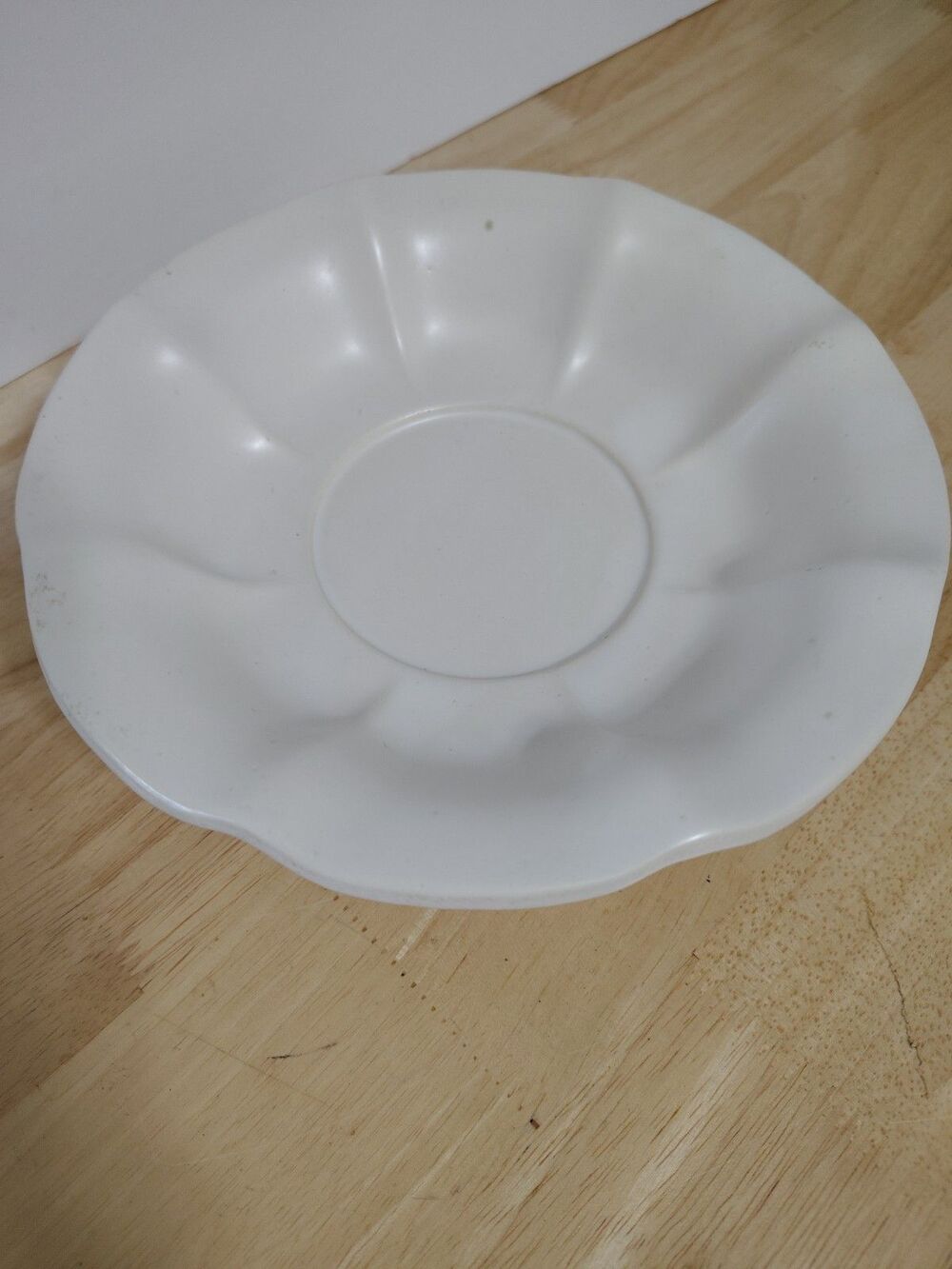 Vintage McCoy White Cream Matte Scalloped & Footed Bowl 7.75"